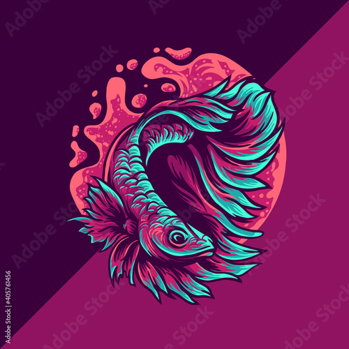 betta fish esport mascot logo illustration