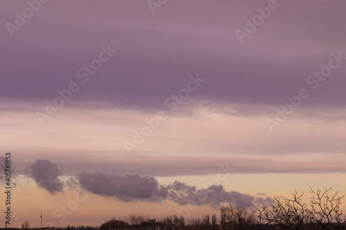 from above dark lilac sky from below clearer sunset sky