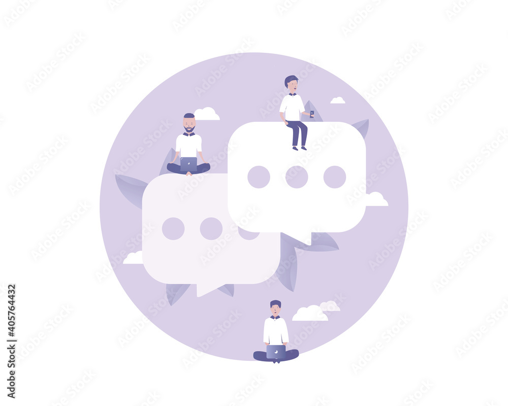 Text and Dialogue bubble. Vector illustration with Web communication idea for business, start up, marketing, telework, remote working and freelancing concept