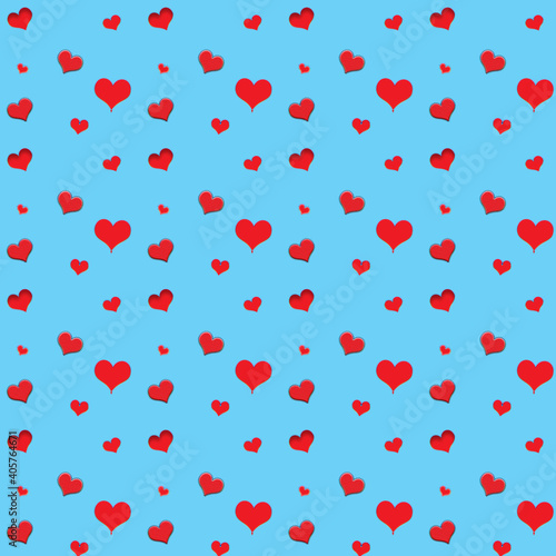 Red heart pattern on blue background