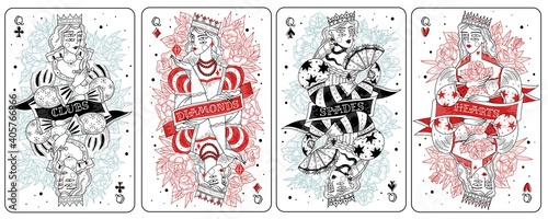 Fotografie, Obraz Playing cards queens set