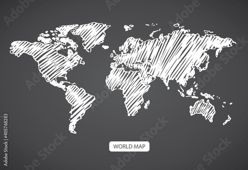 Fototapeta Naklejka Na Ścianę i Meble -  Scribble sketch of World map,Vector illustration.