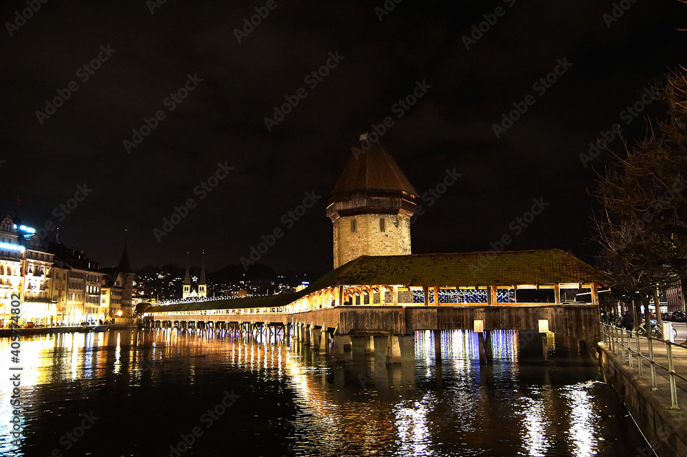 Evening in Luzern city 