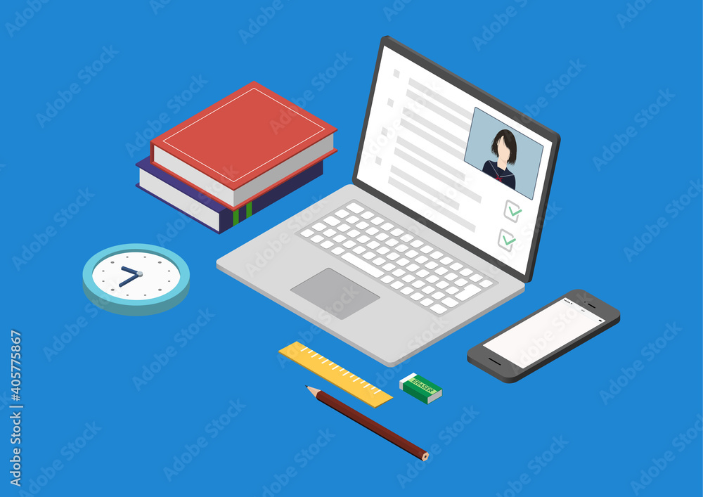 オンライン授業 オンライン試験のイラスト素材 Stock Vector Adobe Stock