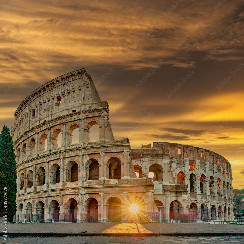 Colosseum at sunrise in Rome