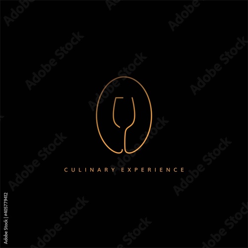 Modern and elegant coffee and wine glass combination logo design 2