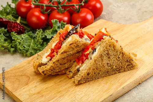 Club sandwich with eggplant and cheese © Andrei Starostin