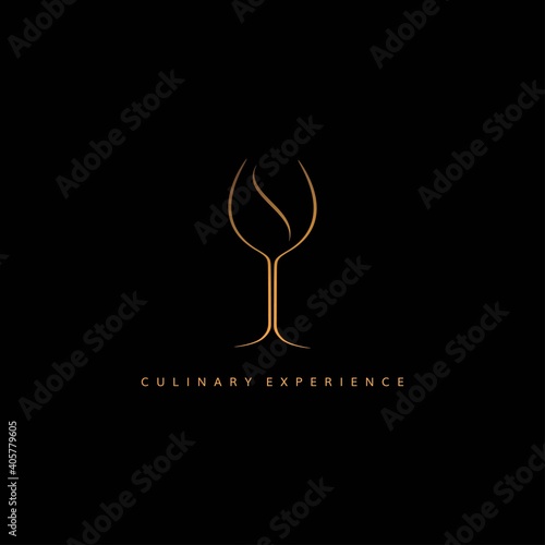 Modern and elegant coffee and wine glass combination logo