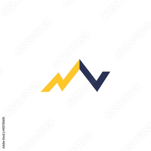 Mountain logo with simple and modern initials of the letter NV 4