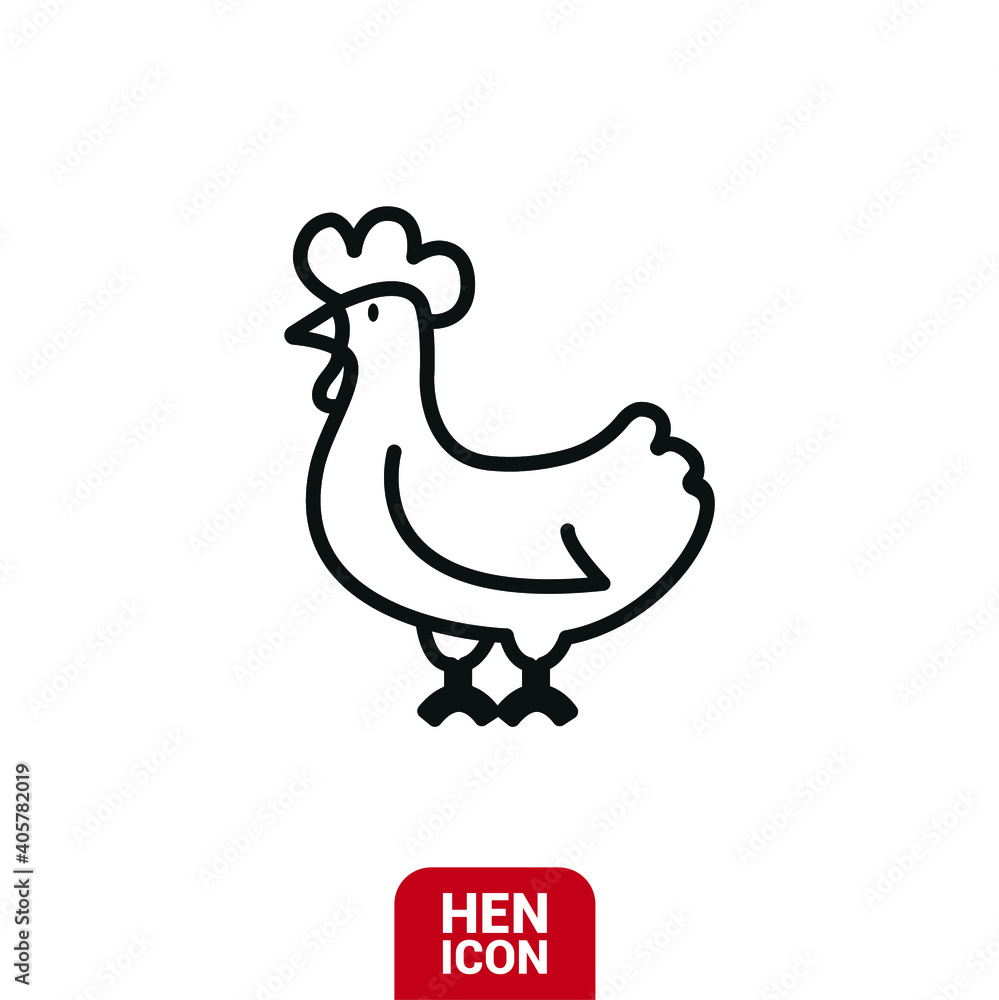 Vector image. Icon of a cute and friendly hen. Vector image. Icon of a cute and friendly hen.