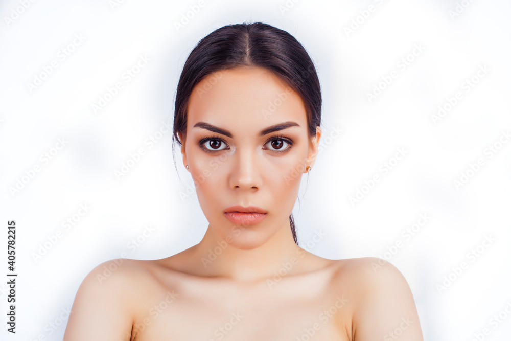 young pretty asian woman close up isolated on white background, spa cosmetic care concept young pretty asian woman close up isolated on white background, spa cosmetic care concept
