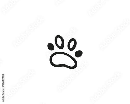 Hand-drawn footprint of an animal. Single element isolated on white background. Vector illustration.