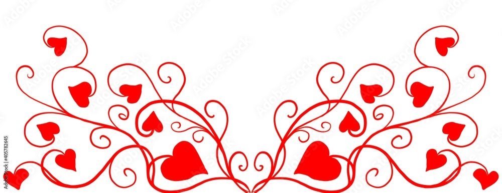 Happy Valentine's Day, background with hearts on border design element, floral love pattern Happy Valentine's Day, background with hearts on border design element, floral love pattern