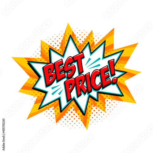 Best price Comic yellow sale bang balloon - Pop art style discount promotion banner.
