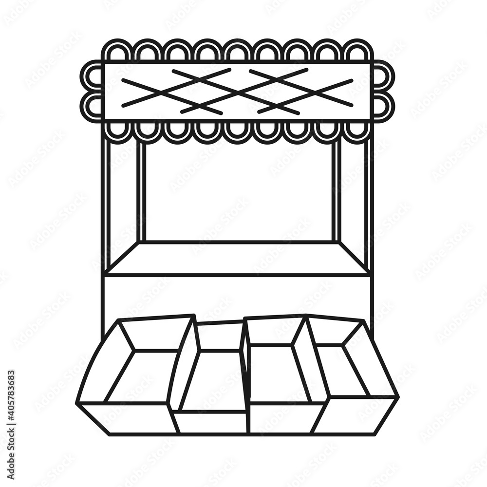 Line art black and white gift stall Line art black and white gift stall