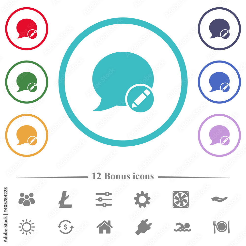 Moderate blog comment flat color icons in circle shape outlines Moderate blog comment flat color icons in circle shape outlines