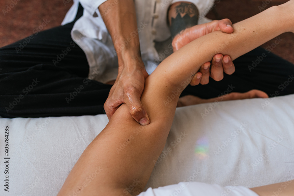 Fototapeta premium Relaxing Massage with Oil Closeup