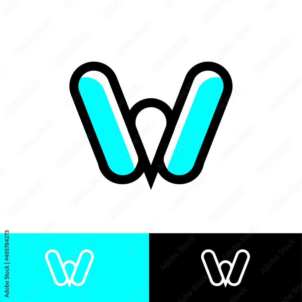 Obraz premium W initial letter logo