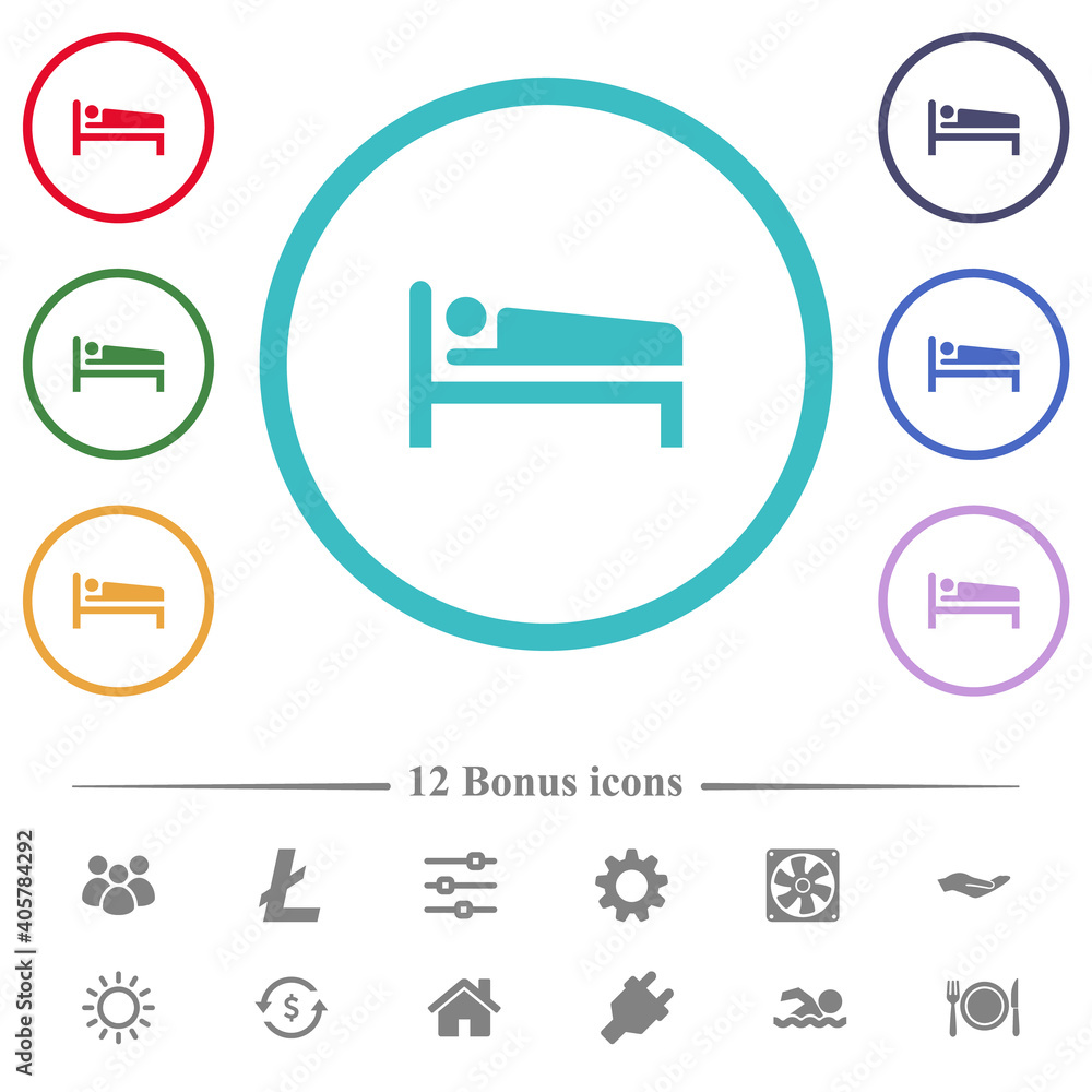 Sleeping man flat color icons in circle shape outlines Sleeping man flat color icons in circle shape outlines
