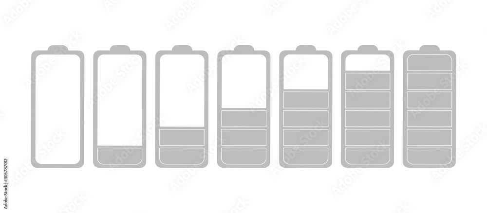 Discharged and fully charged battery smartphone. Vector illustration.