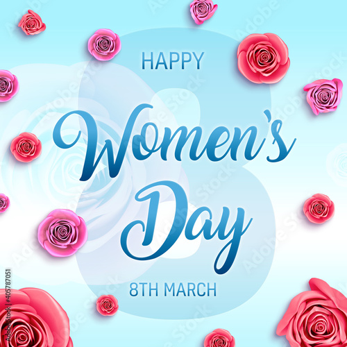 Women's Day holidays banner. 8-th march international womens day square card illustration.