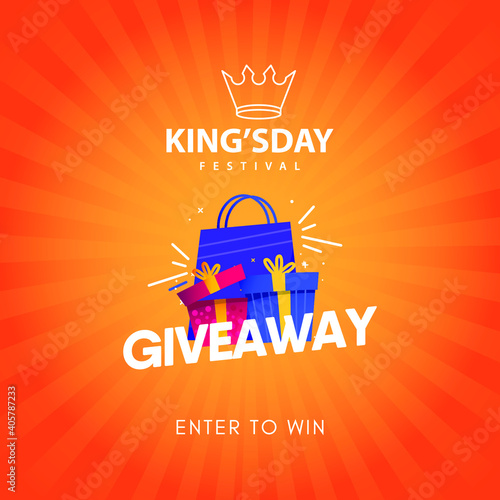 Kingsy day celebrations with giveaway design template.