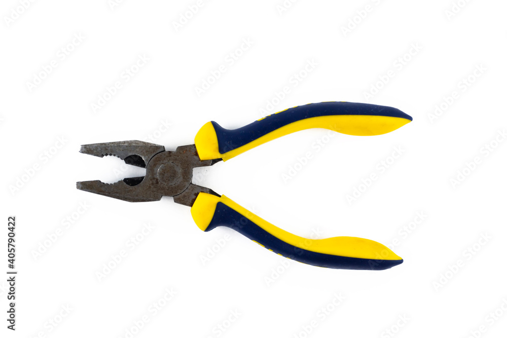 Black and yellow pliers Isolated over white background Black and yellow pliers Isolated over white background