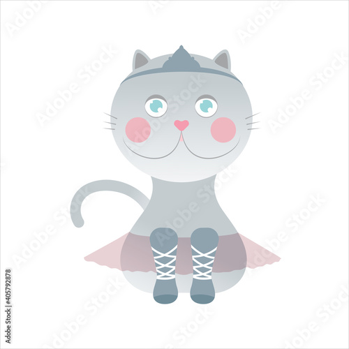 Cute pussy cat sitting with openes eyes, ballerina style. photo