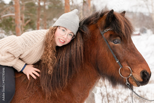  Icelandic horse in wintery potrait in Finland