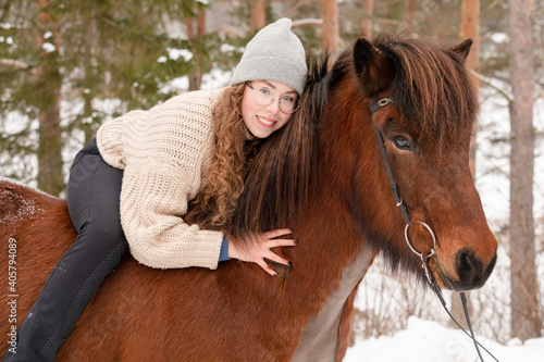  Icelandic horse in wintery potrait in Finland