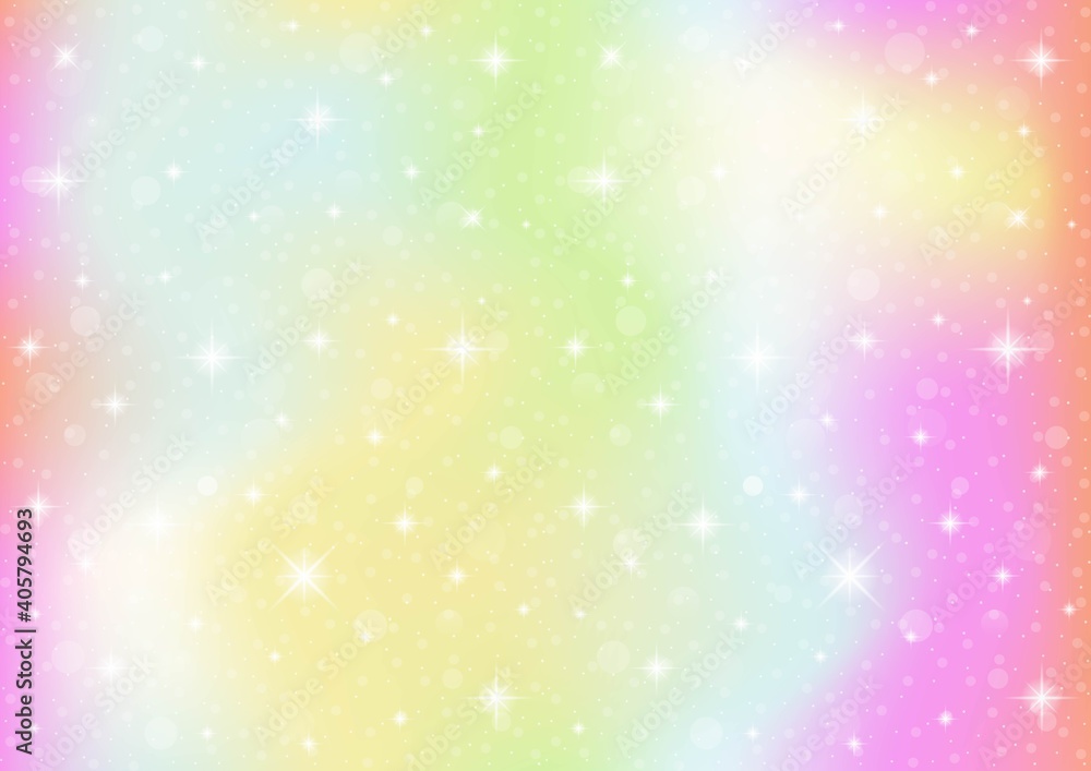 abstract galaxy fantasy unicorn. pastel sky with bokeh. rainbow background illustration vector.	
