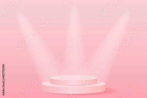 stage podium pink spotlight vector illustration. 