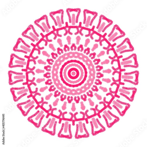 Indian ornament  kaleidoscopic floral pattern  mandala in pink