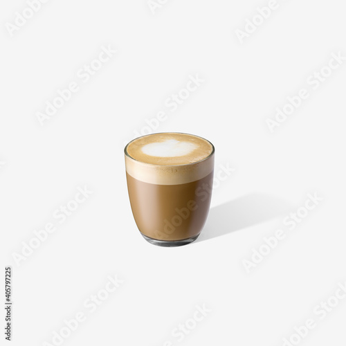 cappuccino in transparency cup on white background