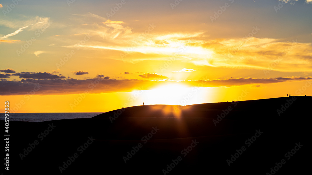 Sunset in the dunes of Gran Canaria
