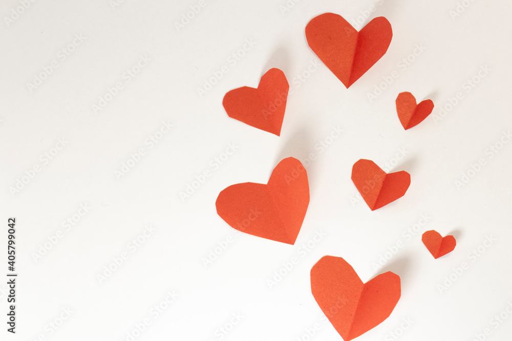 frame from paper hearts on white isolated background. valentine's day cards
