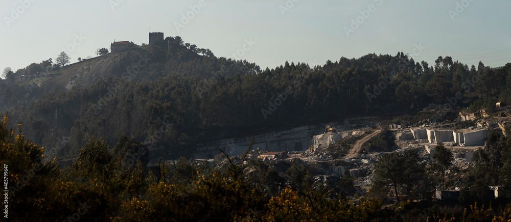 Granite Quarry near the Lanhoso Castle, Povoa de Lanhoso, Portugal.