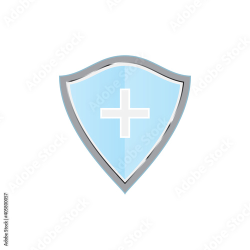 Free Download Immune system vector icon logo. Blue shield with white cross on white background. Vector illustration	 - GFXLoad