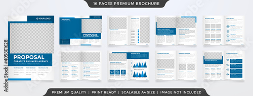 set of bifold business brochure template with modern concept and minimalist style use for business profile and annual report