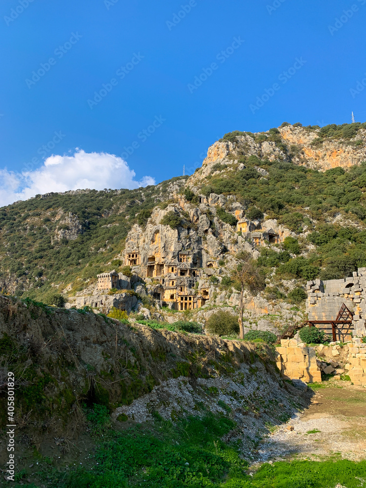Antique town, ruins, caves, Mira