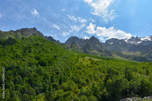 Tseyskoe gorge on a sunny summer day, Russia, North Ossetia