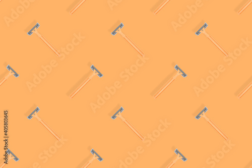 Disposable razor seamless pattern. Colorful plastic disposable razors Design for wrapping paper, poster banner and more for what.