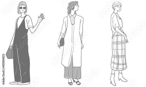 Hand drawn fashion illustration vector set