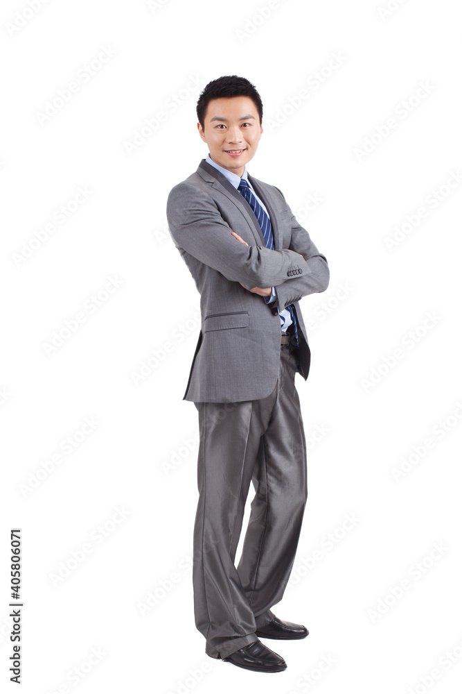 Portrait of young businessman standing in white background Portrait of young businessman standing in white background