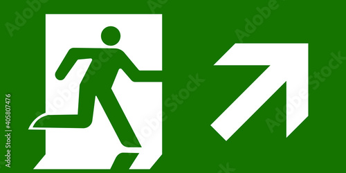 Emergency exit sign symbol vector green white