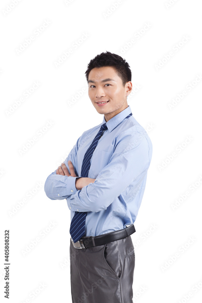 Portrait of young businessman standing in white background Portrait of young businessman standing in white background
