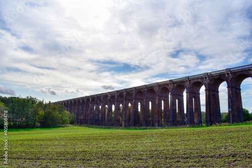 Viaduct train bridge in the countryside, UK