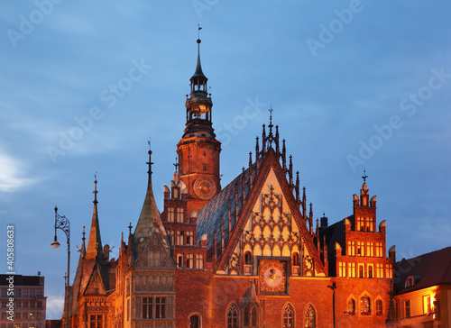 Obraz na płótnie Townhouse at Market square in Wroclaw. Poland w salonie