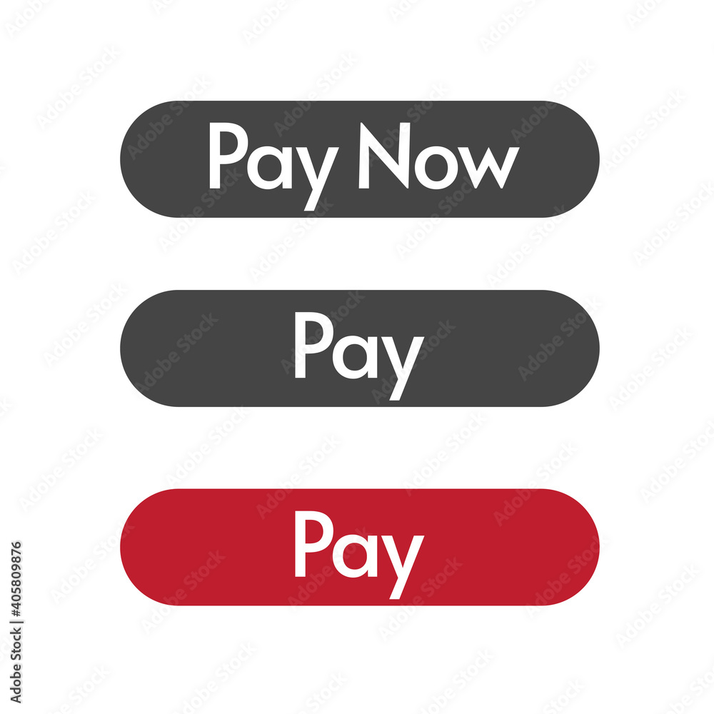 Pay now button vector isolated red black and white color Pay now button vector isolated red black and white color