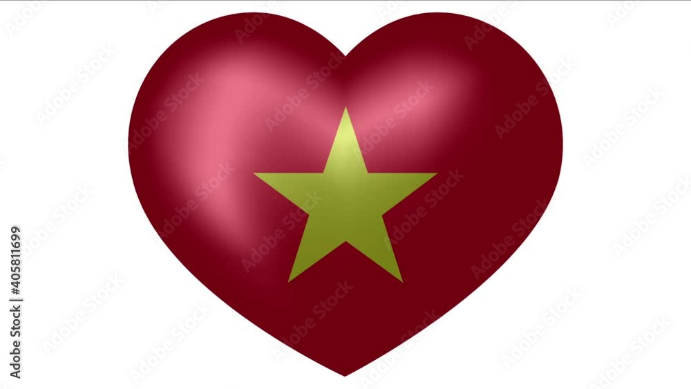 Animated flag of Vietnam in heart shape. Flag of Vietnam animated banner. Animated flag of Vietnam in heart shape. Flag of Vietnam animated banner.